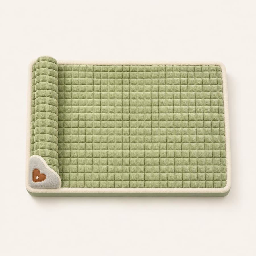 Cama ortopédica ComfyPaw de 60 × 40 × 5 cm vista completa sobre fondo crema