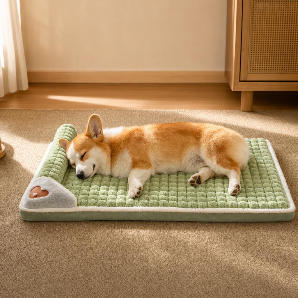 Cama ortopédica ComfyPaw completa, con su respaldo acolchado